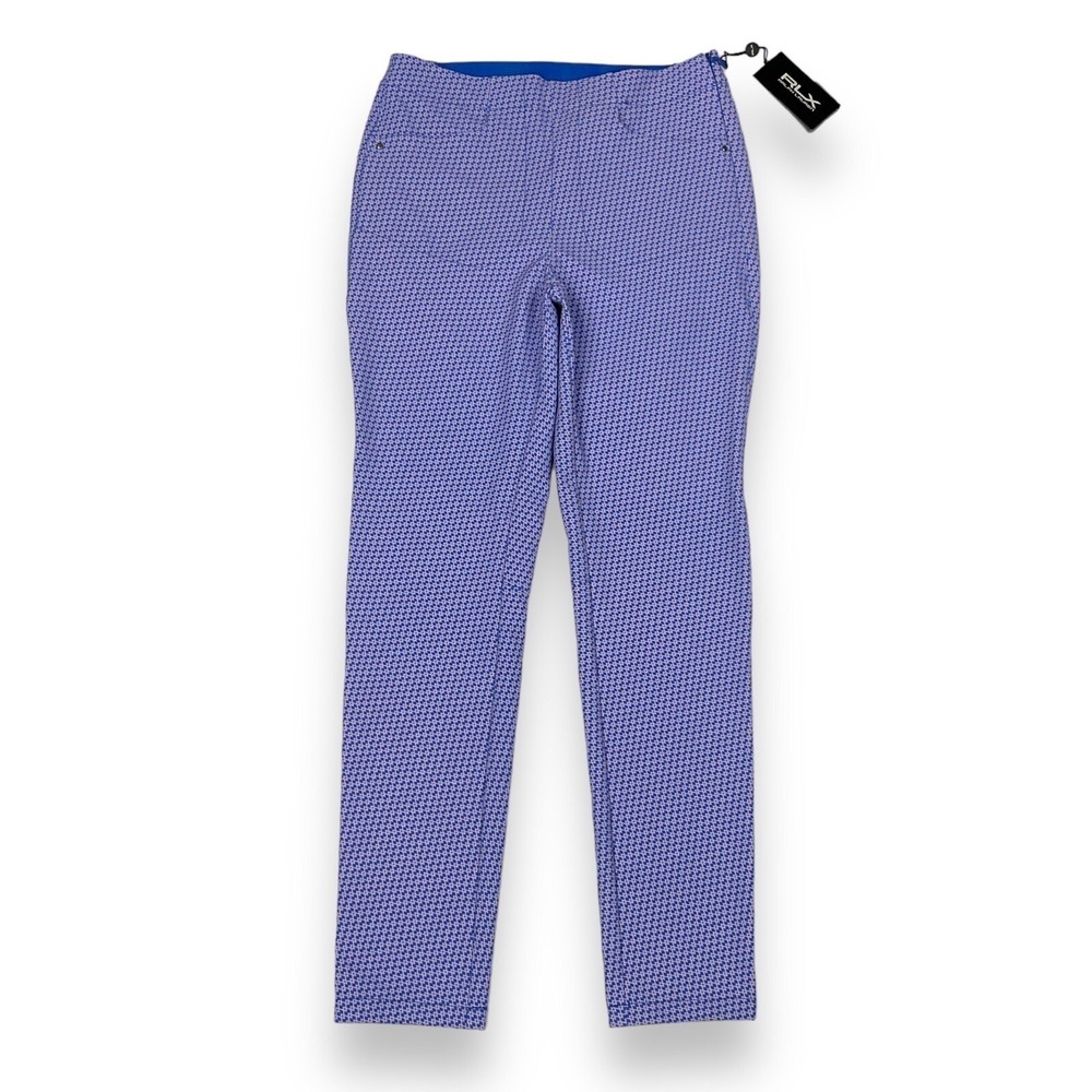 RLX Ralph Lauren Pants Women 8 (30x29)‎ Blue Golf Geo Print Scottsdale NWT